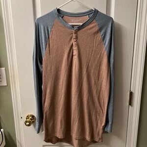 LuLaRoe Women's Brown and Blue Long Sleeve Randy Top